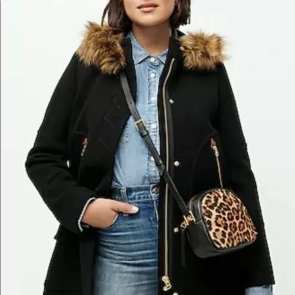 NWT J.CREW Italian Stadium Cloth Chateau Faux Fur - Picture 2 of 5